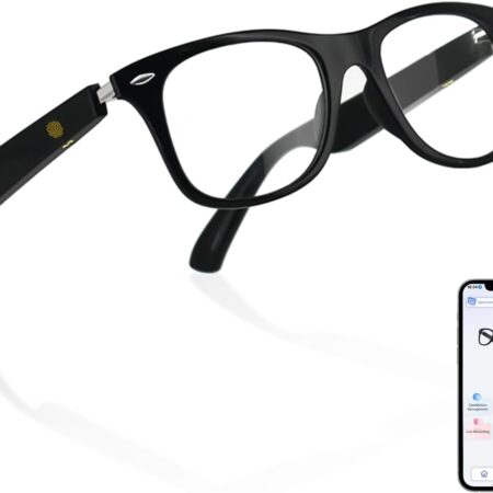 AI Translator Smart Glasses Powered by GPT, Support 160+ Languages, Black