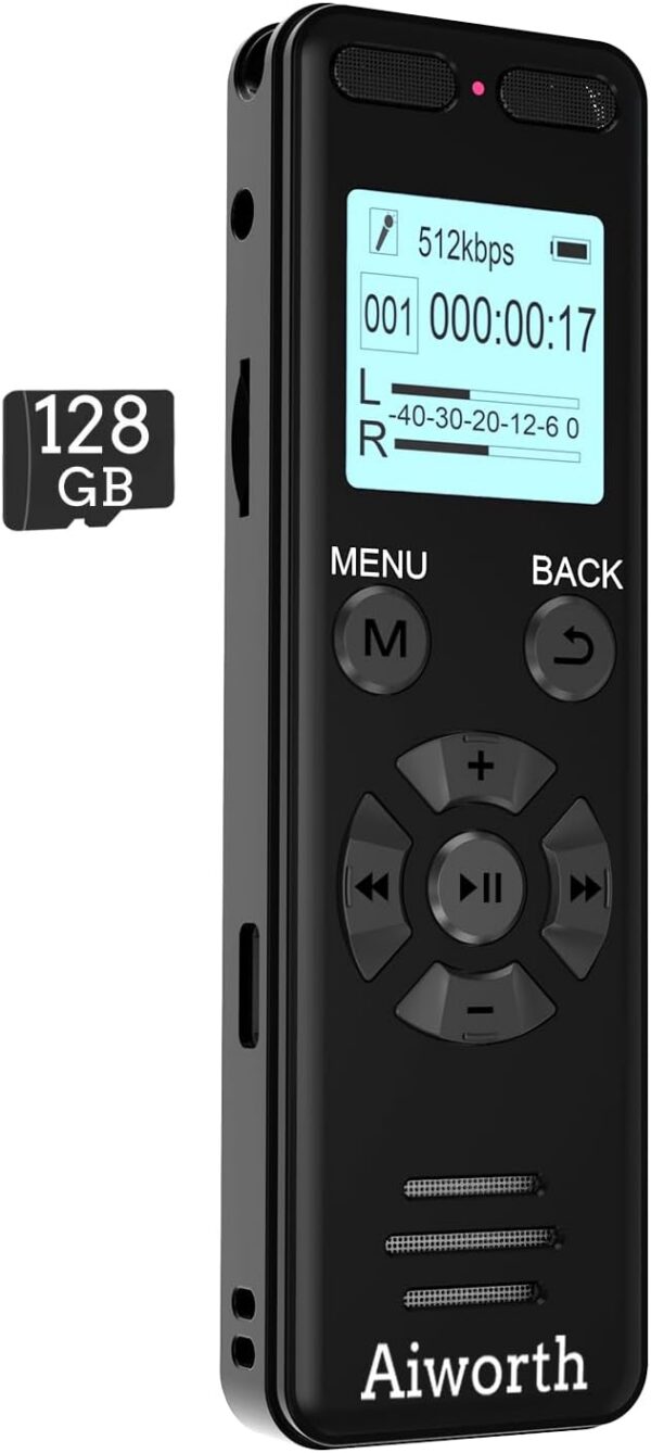 aiworth 136GB Voice Recorder - 45H Battery, Password Protection