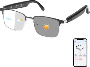 AI Translation Smart Glasses with 160+ Languages and Real-Time Noise Reduction - Silver Frame Black