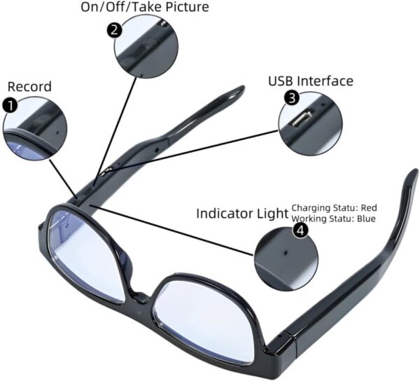 HD 1080P Camera Glasses: 32GB Storage, Eye-Level Recording - Image 4