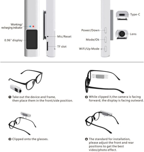 2.7K Ultra-Light Head Mounted Sports Camera - 21g Glasses-Compatible Action... - Image 9