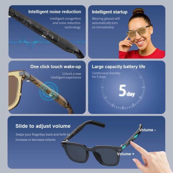 AI Smart Glasses: Dual Touch, 164-Language Translator, Sleep Aid - Image 3