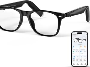 AI Glasses: ChatGPT, Translator, Earbuds - Black