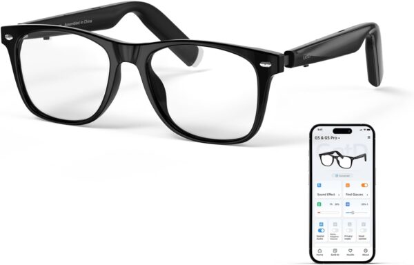 AI Glasses for Men & Women, Smart Powered by ChatGPT, Medium, Black