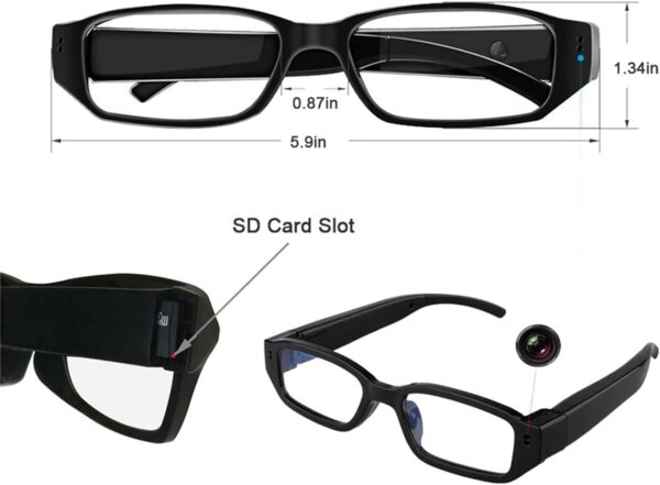 Smart Camera Glasses with HD 1080P Sports Wearable for Black - Image 5
