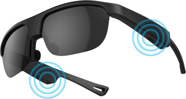 Polarized Bluetooth Smart Sunglasses with Built-in Mic, Open-Ear Audio, Black