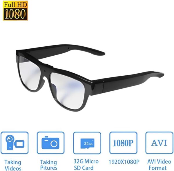 HD 1080P Camera Glasses: 32GB Storage, Eye-Level Recording - Image 2