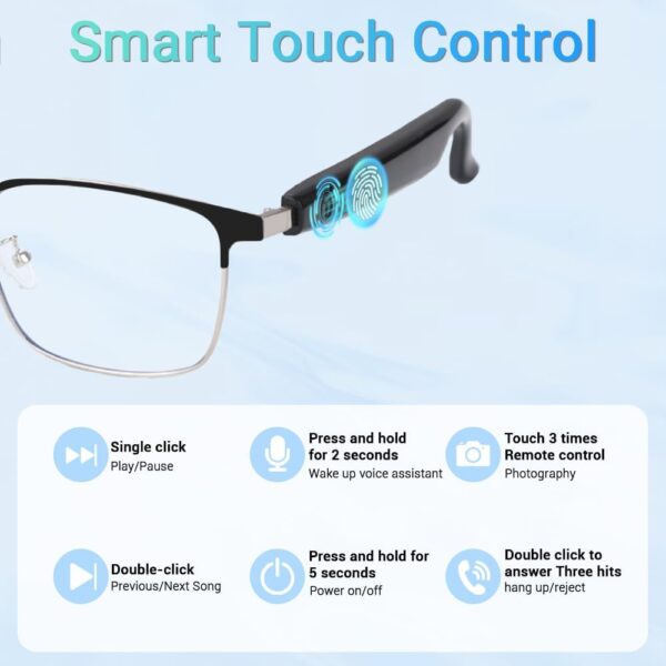 Bluetooth Audio Smart Glasses, Blue Light Glasses for Women Men, Remote... - Image 3
