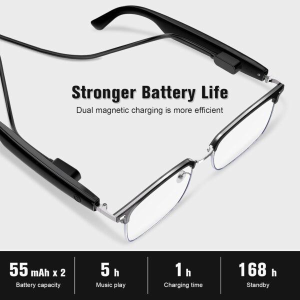 Smart Glasses, Blue Light Blocking Bluetooth Glasses with Open Ear Speaker,... - Image 7