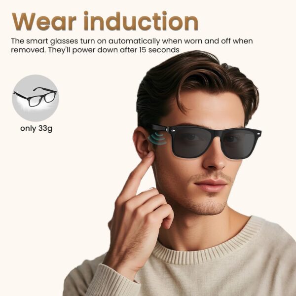 Bluetooth Audio Smart Glasses for Women Men,Polarized Black - Image 6