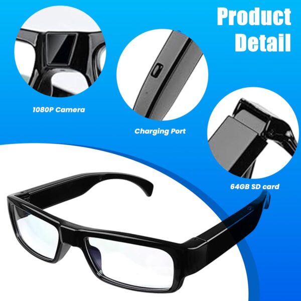 Camera Glasses HD Video Recorder - 64GB Memory, Wearable - Image 4