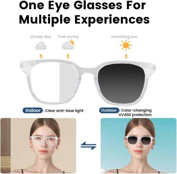 Smart Bluetooth Glasses with Photochromic Lenses - Open Ear Audio - Image 4