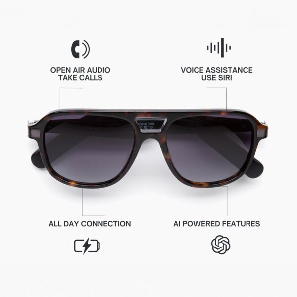 Eddie Bauer Smart Glasses for Men Bluetooth Explorer - Wide, Black - Image 2