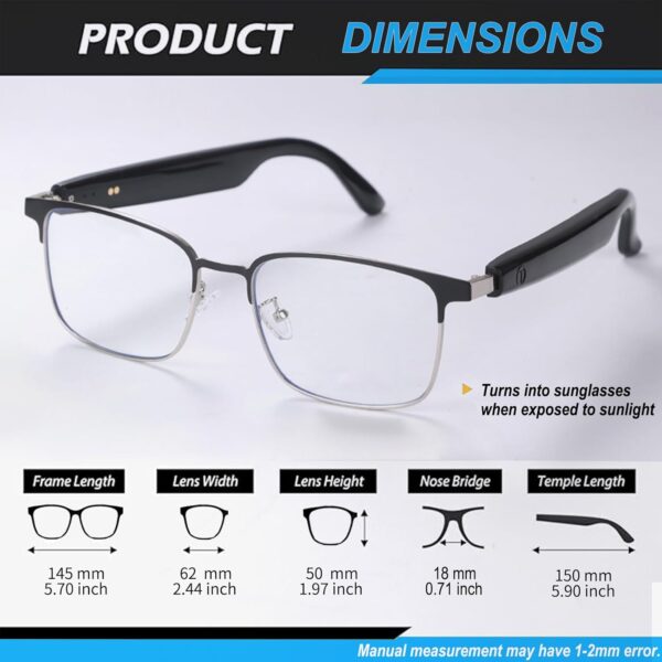 Smart Bluetooth Glasses with Auto-Changing Lenses - UV400 - Image 2