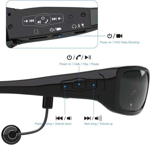 Full HD Camera Glasses with Bluetooth: Record in Style - Image 3