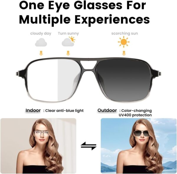 Smart Glasses with Blue Light Protection & Voice Control - Black - Image 4