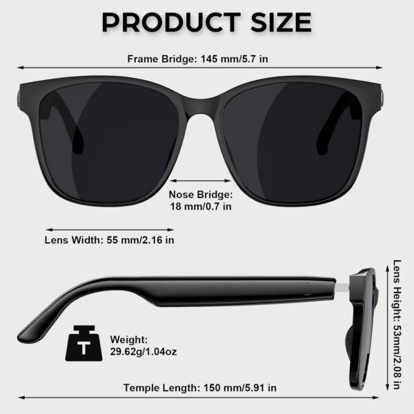 Smart Bluetooth Glasses with Polarized Lenses - Audio Sunglasses - Image 7