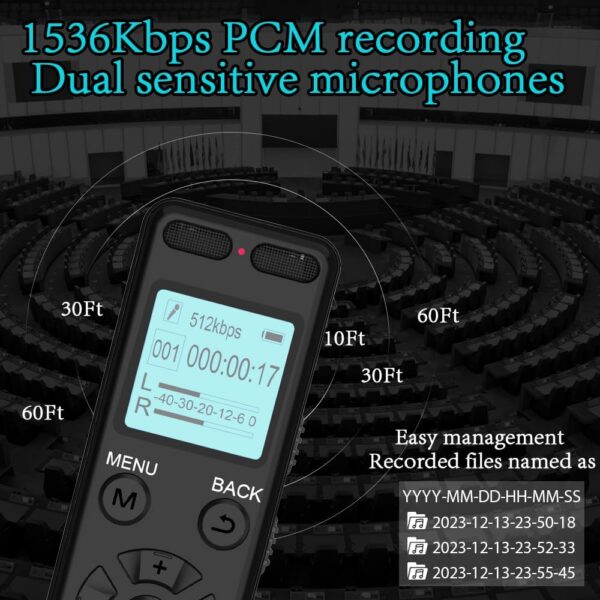 aiworth 136GB Voice Recorder - 45H Battery, Password Protection - Image 2