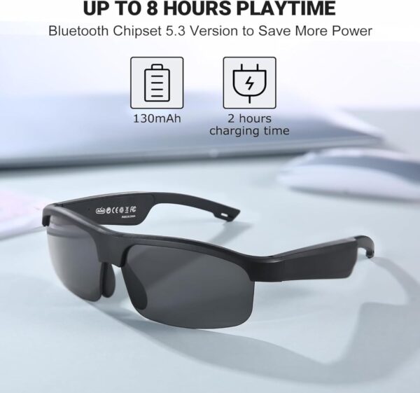 Smart Glasses, Polarized Bluetooth Sunglasses with Built-in Mic & Speakers,... - Image 3