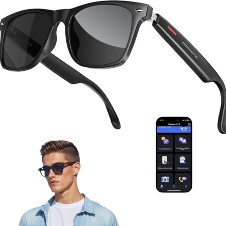 AI Smart Glasses: ChatGPT & Bluetooth Translation, Black