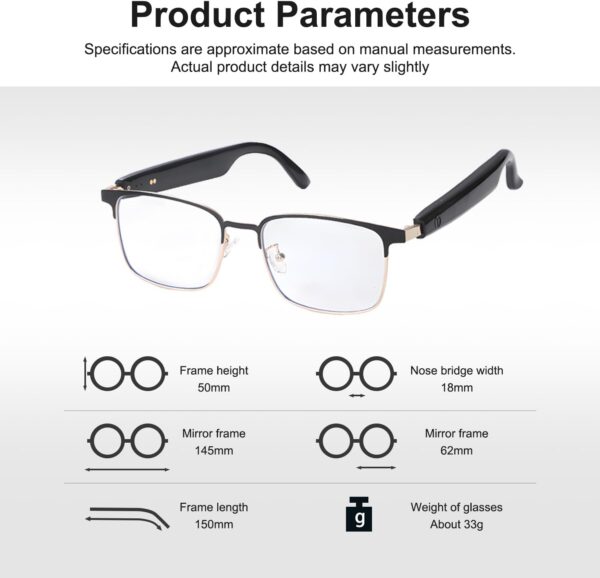 AI Translation Smart Glasses with 160+ Languages and Real-Time Noise Reduction - Silver Frame Black - Image 9