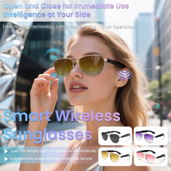 Smart Hall Brown Sunglasses with Bluetooth 5.4 - Auto On/Off - Image 2