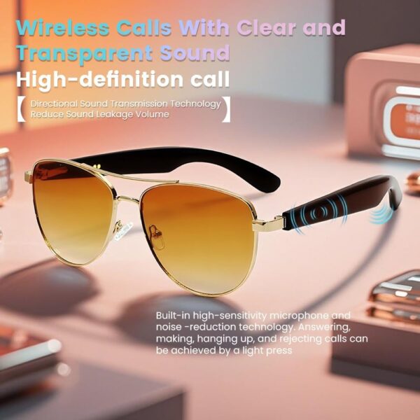 Smart Hall Brown Sunglasses with Bluetooth 5.4 - Auto On/Off - Image 5