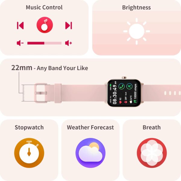Women's Smart Watch with Alexa, 1.8" Health Tracker - Image 7
