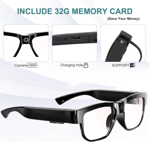 HD Video Glasses: Hands-Free 1080p Recording - Image 2