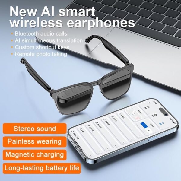 Smart Glasses: AI Translation, 144 Languages, Music Player - Image 3