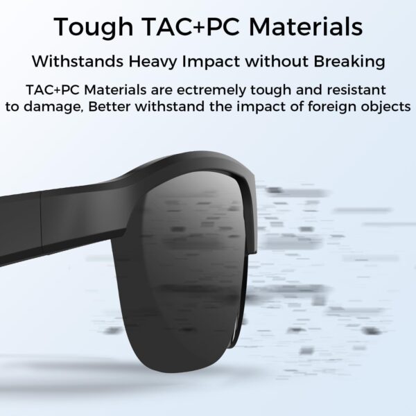 Polarized Bluetooth Smart Sunglasses with Built-in Mic, Open-Ear Audio, Black - Image 6