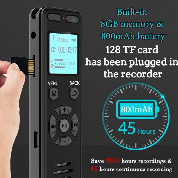 aiworth 136GB Voice Recorder - 45H Battery, Password Protection - Image 3