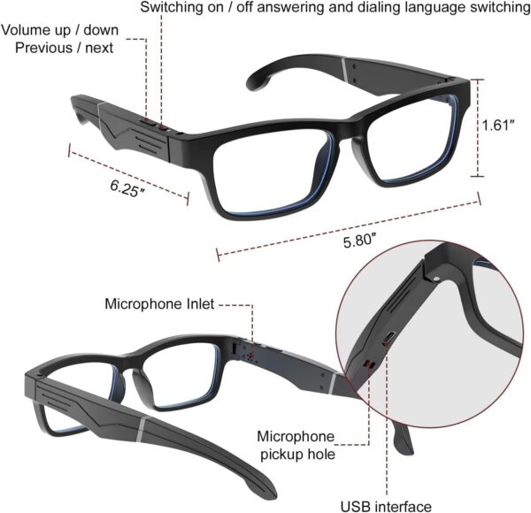 Smart Glasses Bluetooth with Anti-Blue Light & Speakers - Image 8