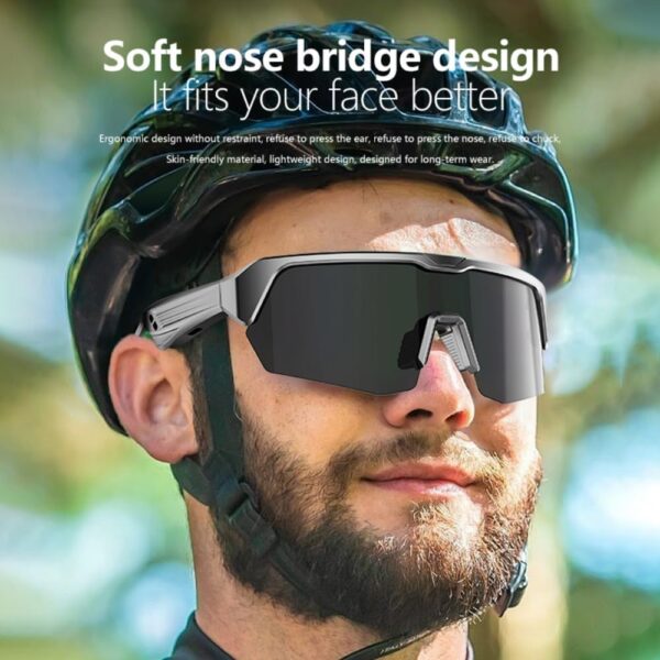 Smart UV Protection Sunglasses with Bluetooth for Men - Gray - Image 2
