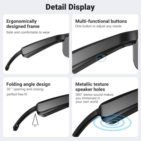 Smart Glasses, Polarized Bluetooth Sunglasses with Built-in Mic & Speakers,... - Image 6