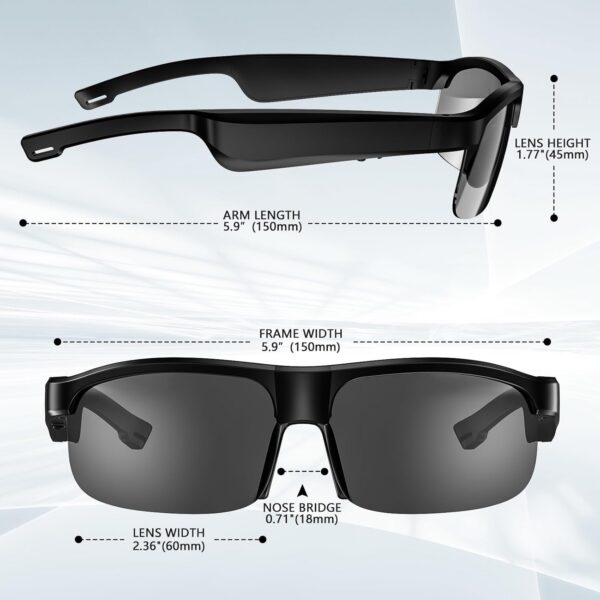 Smart Glasses with Polarized Lenses & Bluetooth - Black Style2 - Image 5