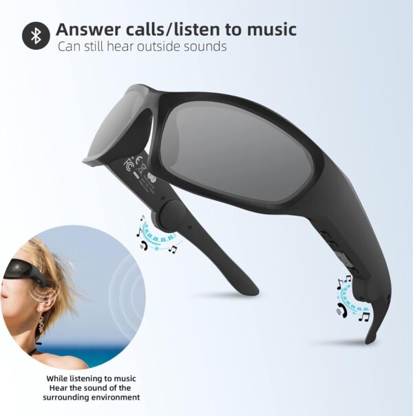 5CB Bluetooth Sunglasses: Audio Smart Glasses with Speaker Mic - Image 2