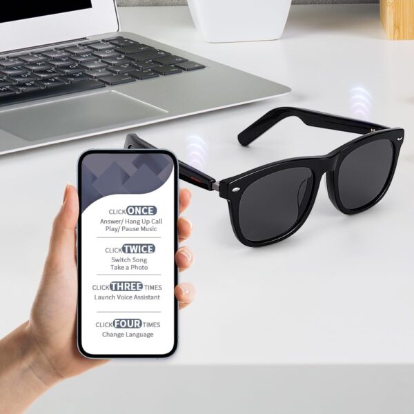 Smart Audio Sunglasses: AAC Speaker, Photo & Music for Large Faces - Image 7