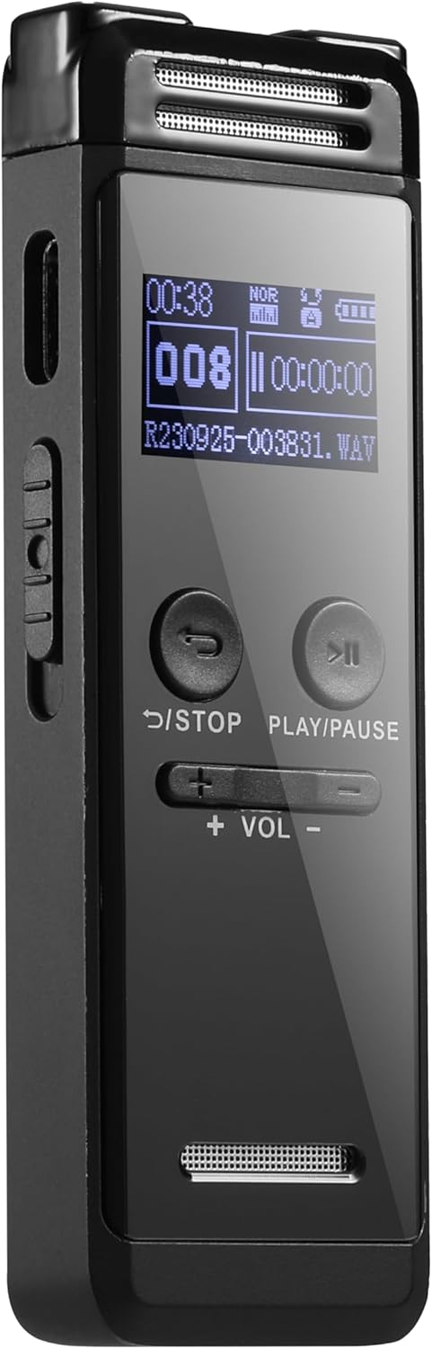 64GB Digital Voice Recorder: Mini Audio Recorder with Password Protection