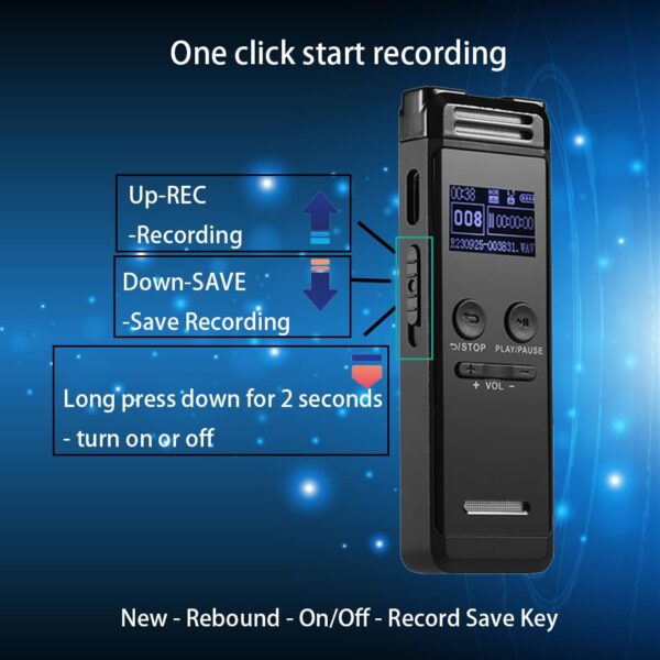 64GB Digital Voice Recorder: Mini Audio Recorder with Password Protection - Image 2