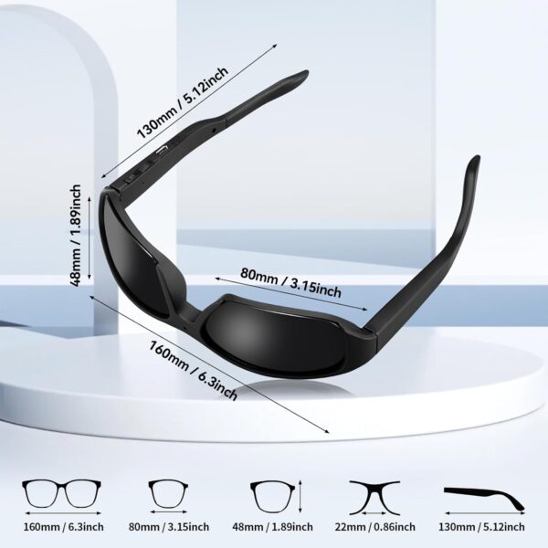 Smart Video 1080p Camera Glasses for Men Outdoor HD UV Protective - Image 3
