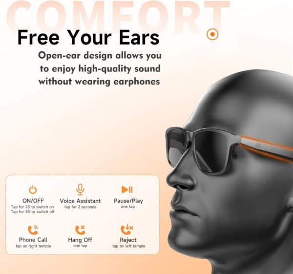 Fecoul G10Z Smart Glasses: Bluetooth Speaker & Blue Light Protection - Image 5