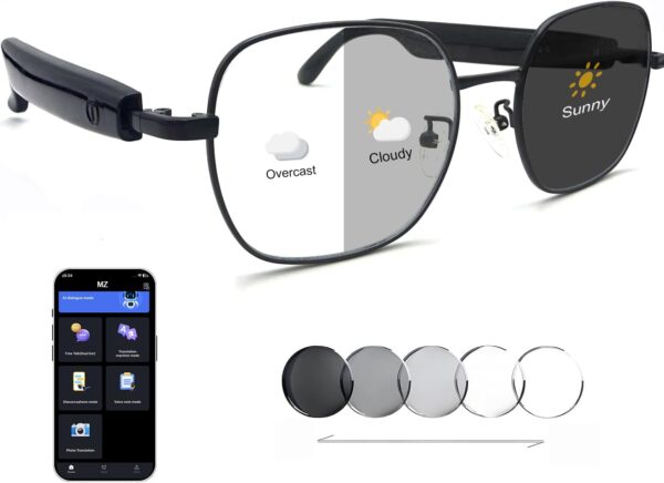 AI Translation Glasses: 164 Languages, Photochromic Lenses, Bluetooth