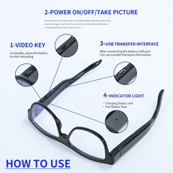 Camera Glasses 1080P HD - Outdoor Sports Adventure Recording - Image 2