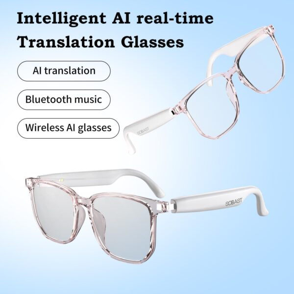 AI Smart Glasses with Real-Time 144-Language Translation and Bluetooth 5.4 White - Image 3