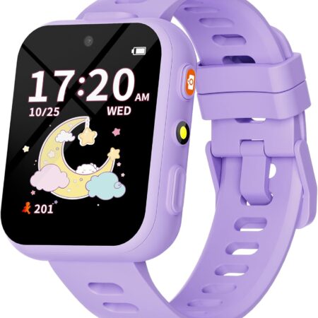 BIGGERFIVE Kids Smart Watch: Dual Cam, Games & Learning in Lilac