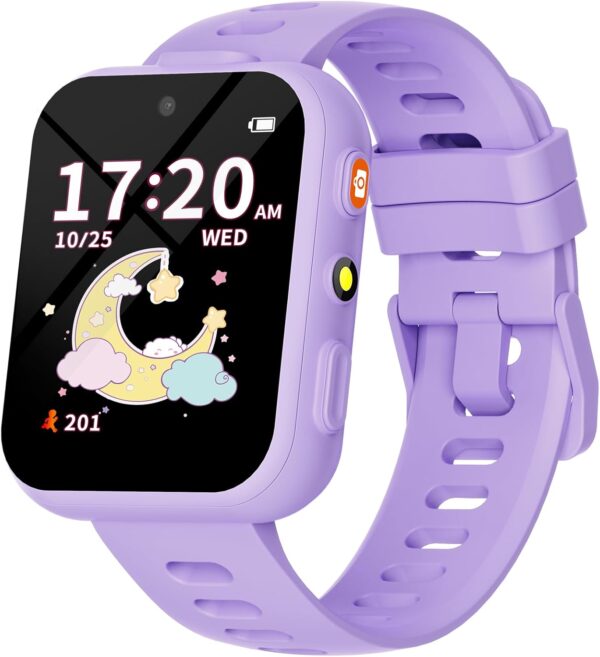 BIGGERFIVE Kids Smart Watch: Dual Cam, Games & Learning in Lilac