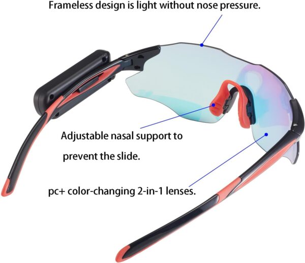 Photochromic Camera Sunglasses 1080P UV Polarized Cycling Eyewear - Image 2