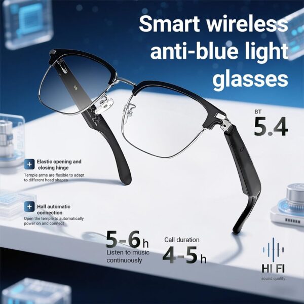 Smart Glasses with Blue Light Filter & Bluetooth Audio - Image 3