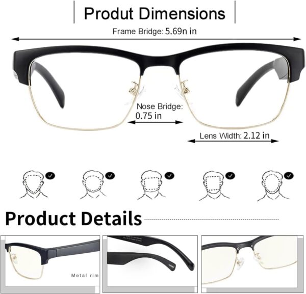 Bluetooth Audio Glasses with Anti-Blue Light - Lightweight Smart Eyewear - Image 9
